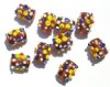 10 15mm Topaz with Yellow Flower Bumpy Barrel Beads 